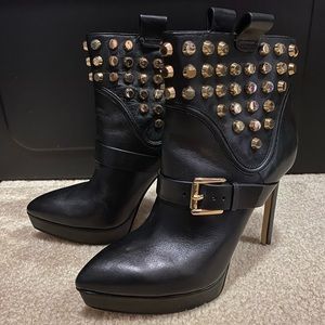 Michael Kors Black & Gold Studded Bryn Bootie -Size 6